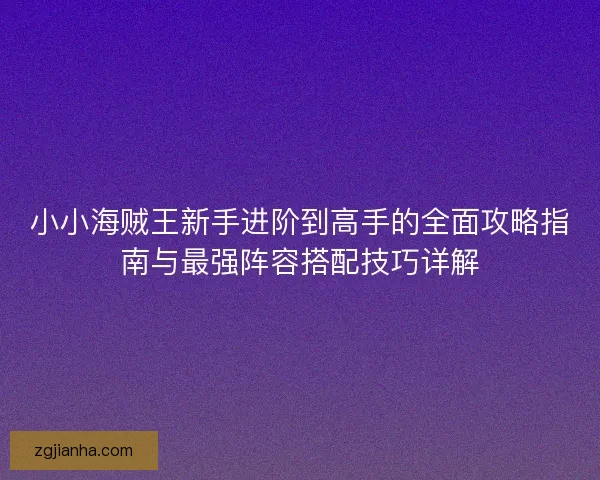 小小海贼王新手进阶到高手的全面攻略指南与最强阵容搭配技巧详解